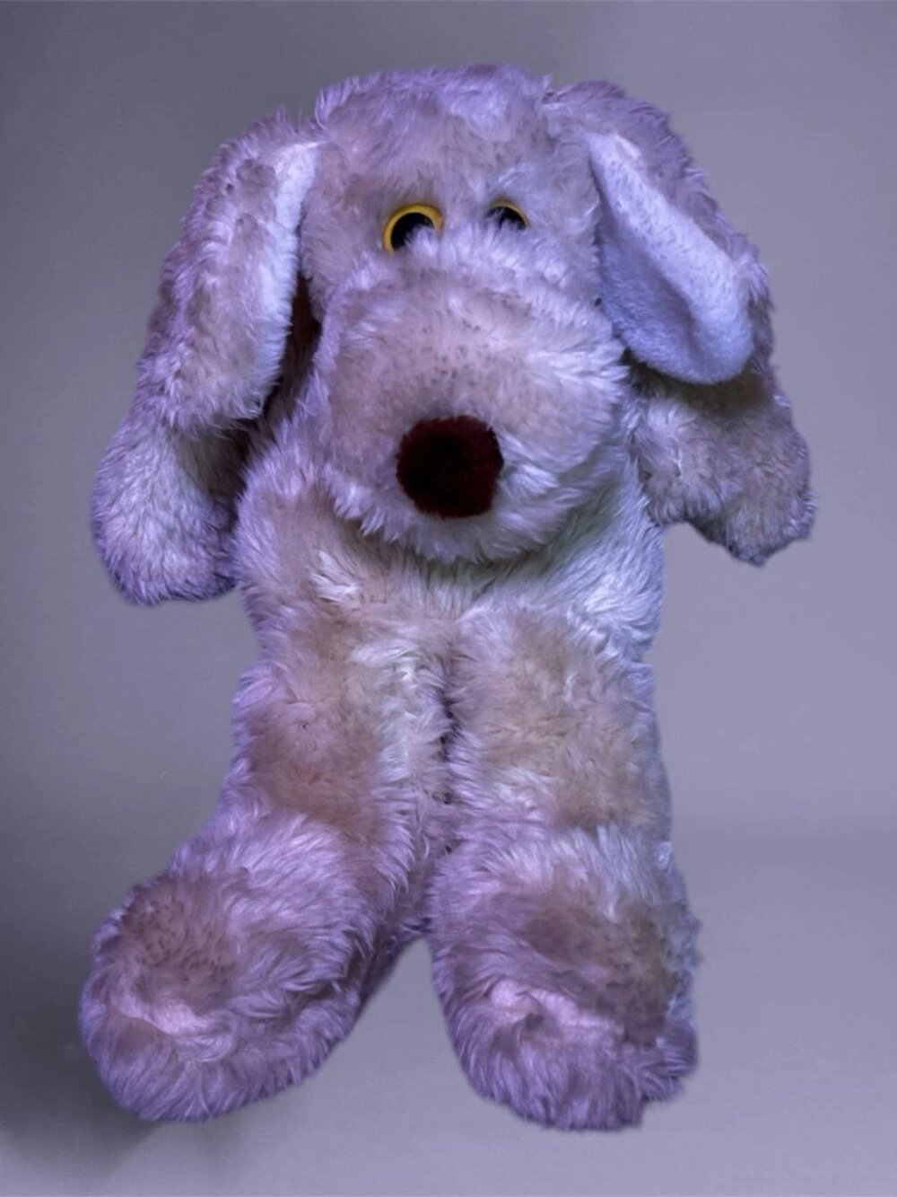 Vintage 1980 Le Mutt Puppy Dog Plush 16" Francesca By Franland Yellow Eyes